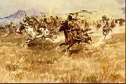 Charles M Russell Fight Between the Black Feet Norge oil painting reproduction